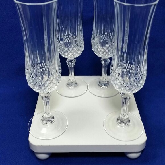 Cristal d' Arques LongChamp Champagne Toasting Flutes Wedding Barware Set of 4 - Picture 4 of 10